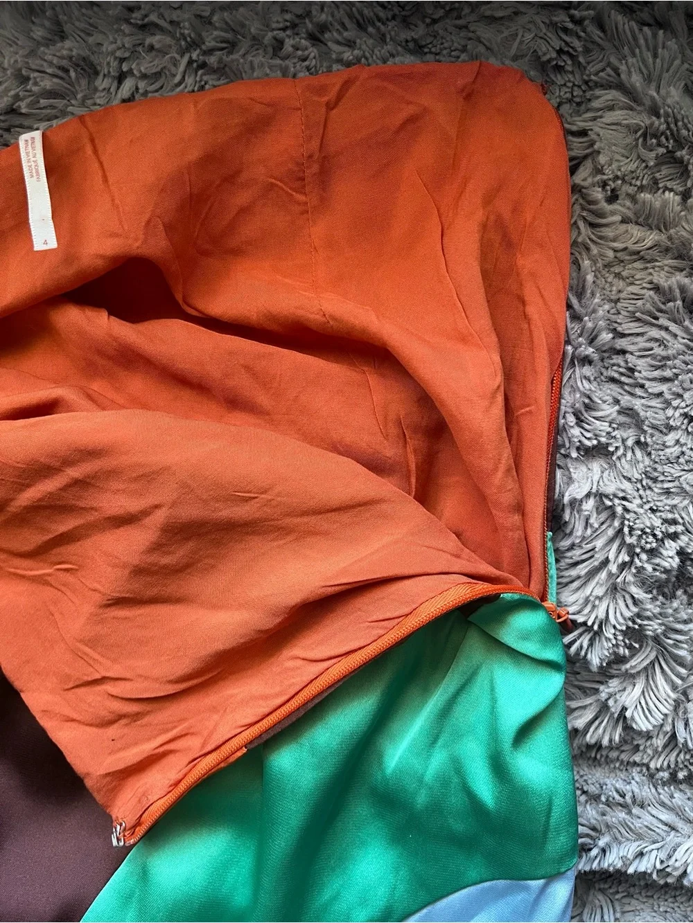 Free People Asymmetrical Satin Panel Skirt - Orange, Brown, Green, White
